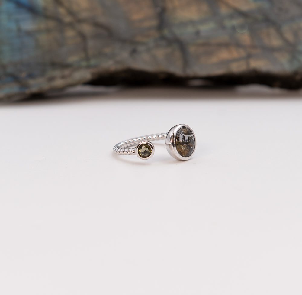 Sericho Meteorite Adjustable Ring .925 sterling
