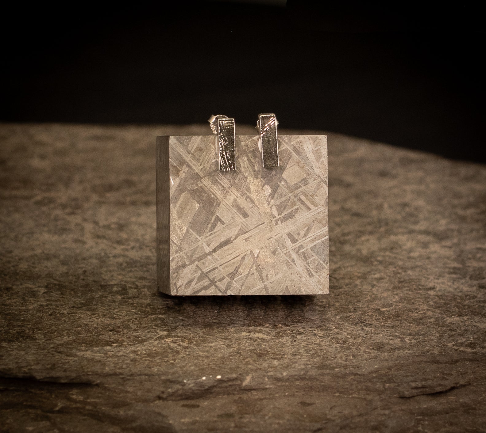 Muonionalusta Meteorite Stick Studs Earrings