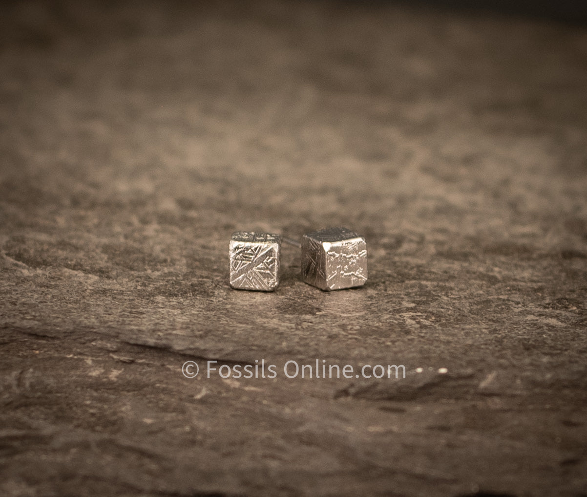 Muonionalusta Meteorite Cube Stud Earrings