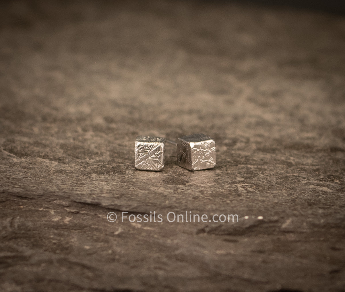 Muonionalusta Meteorite Cube Stud Earrings