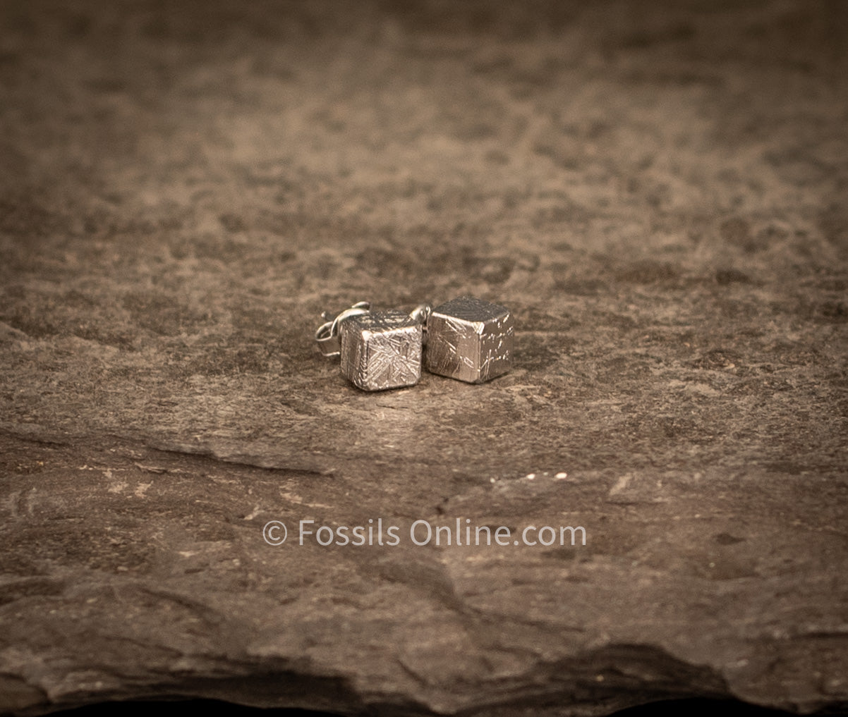 Muonionalusta Meteorite Cube Stud Earrings