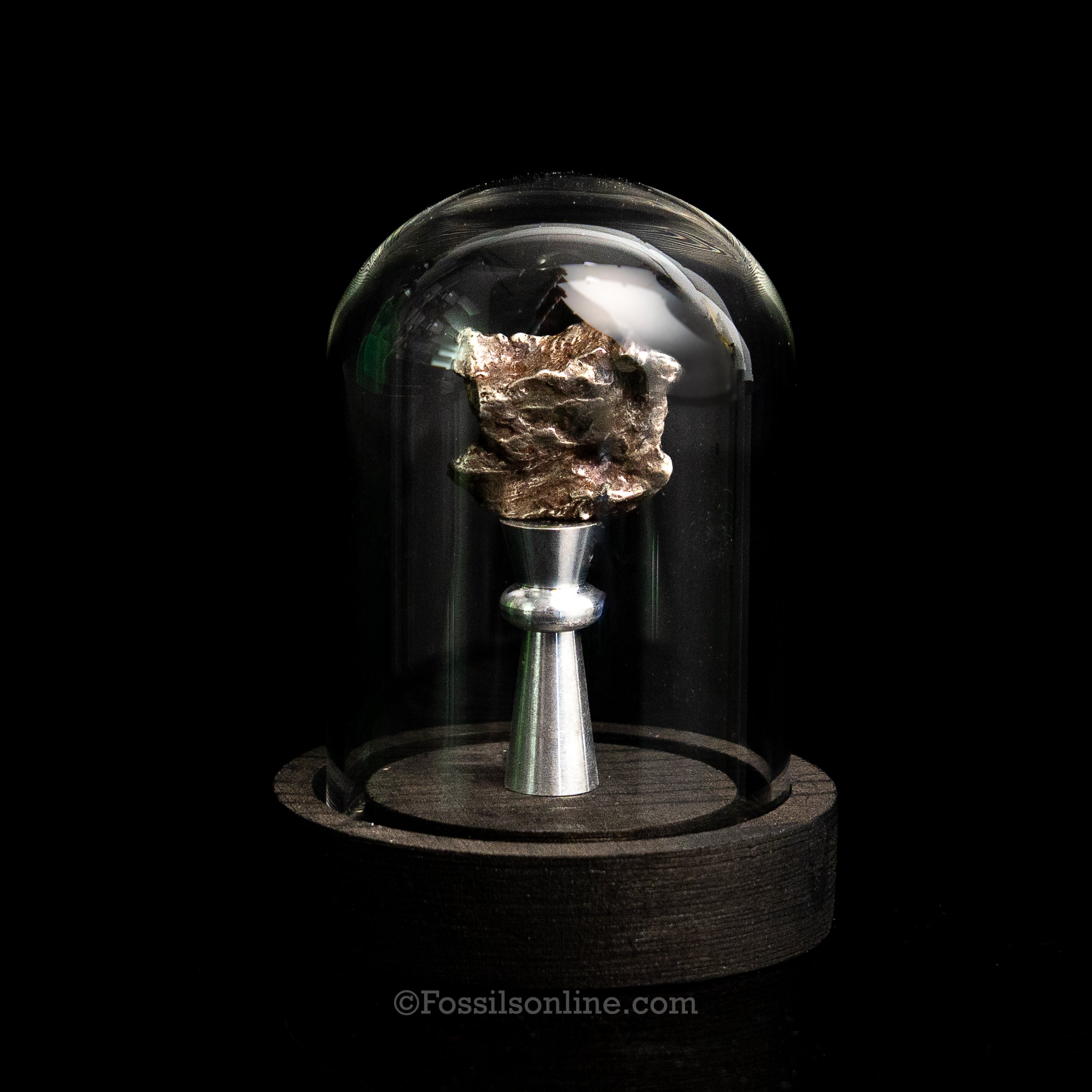 Genuine Sikhote-Alin Meteorite in Glass Dome