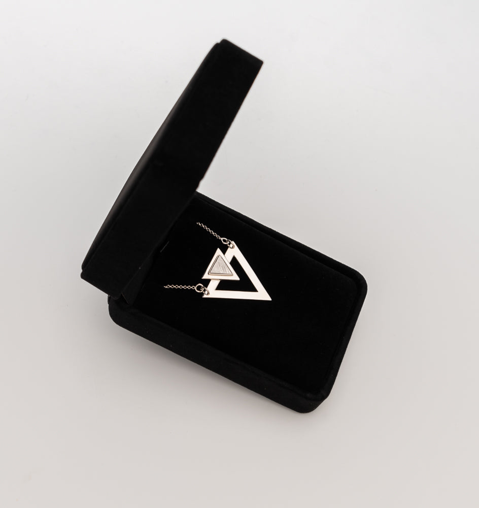 Muonionalusta Meteorite Triangle Necklace .925