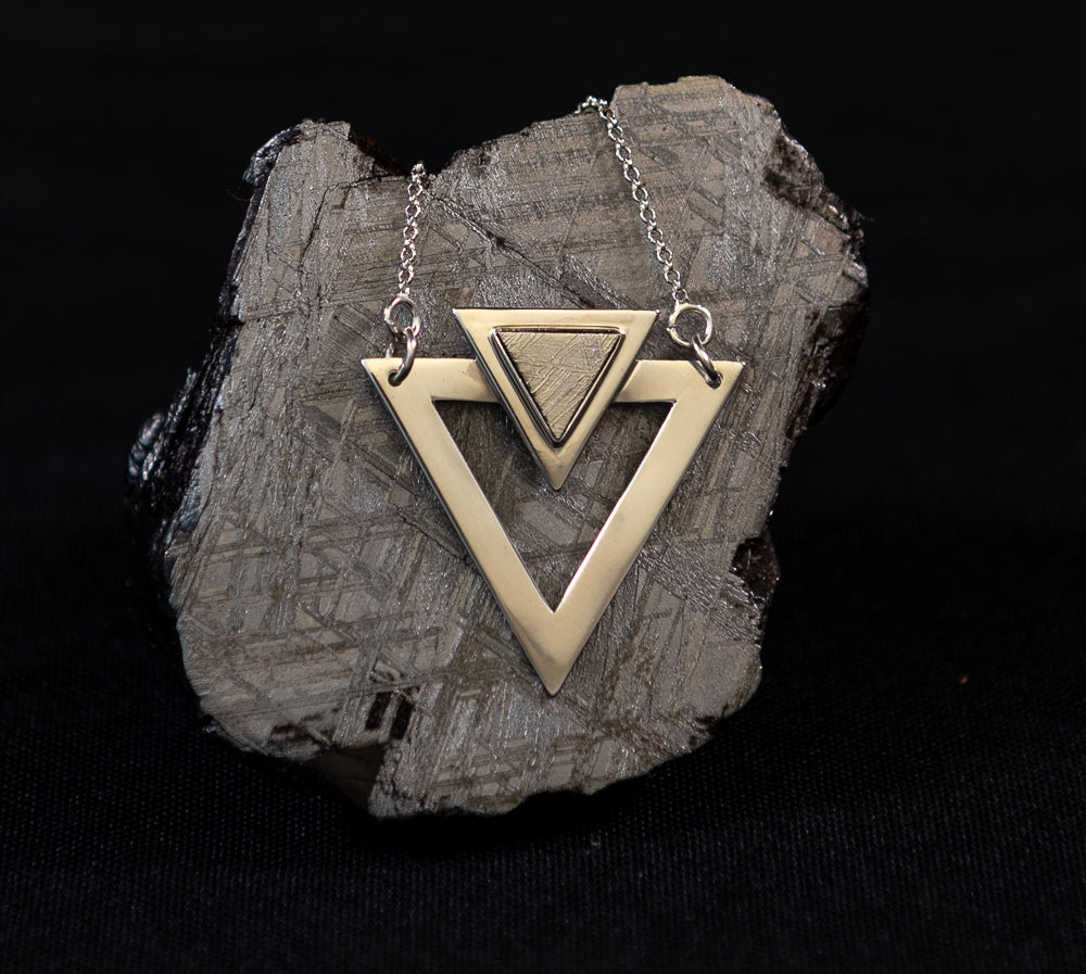 Muonionalusta Meteorite Triangle Necklace .925
