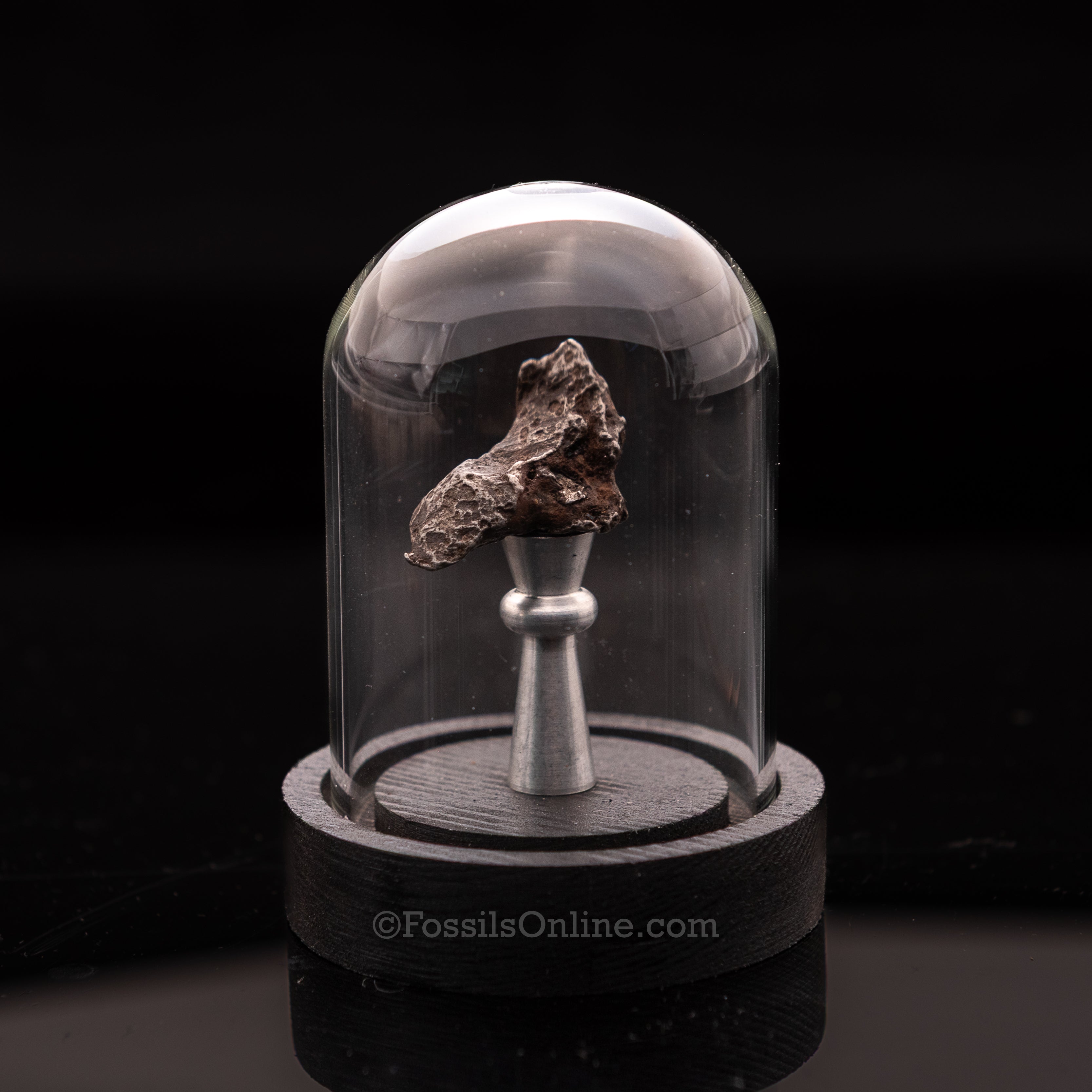 Genuine Sikhote-Alin Meteorite in Glass Dome