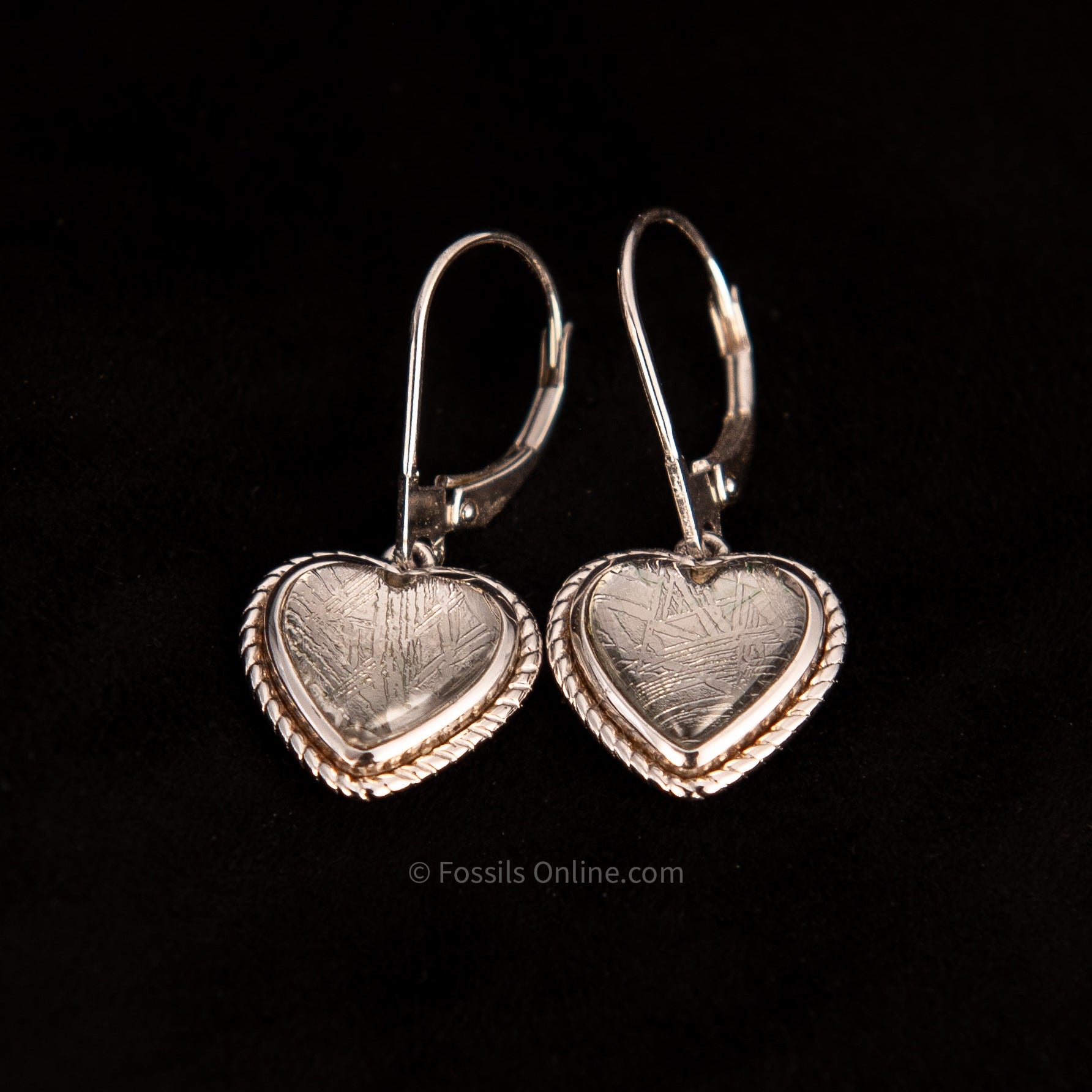Muonionalusta Meteorite Heart Earrings .925