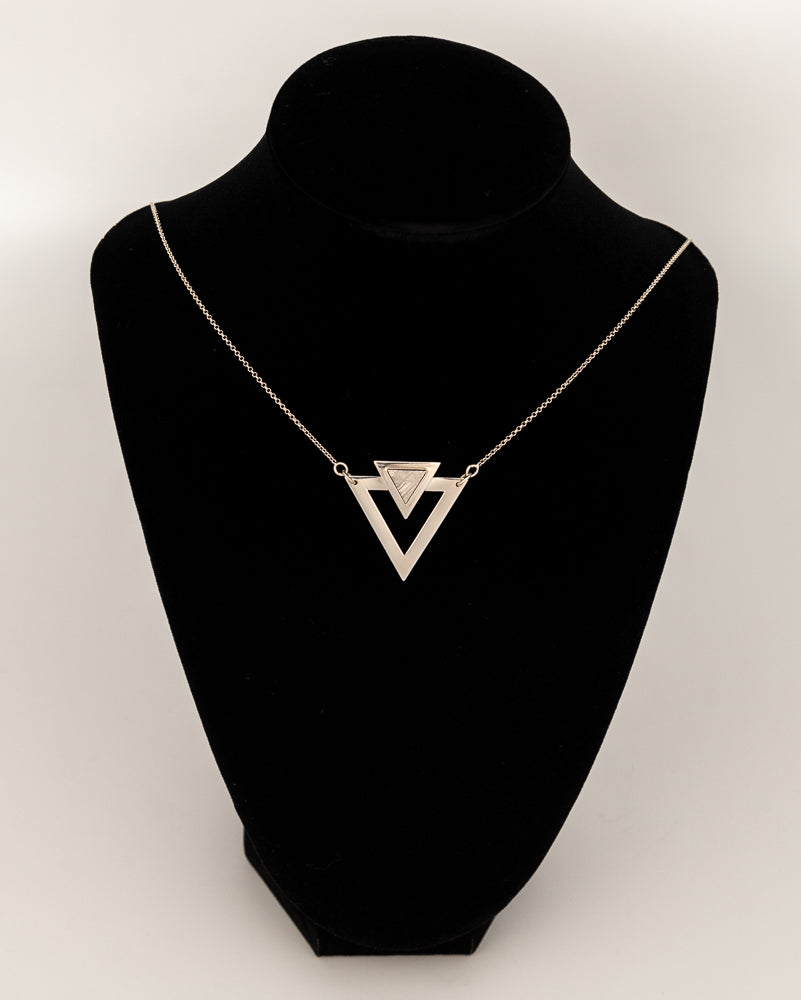 Muonionalusta Meteorite Triangle Necklace .925