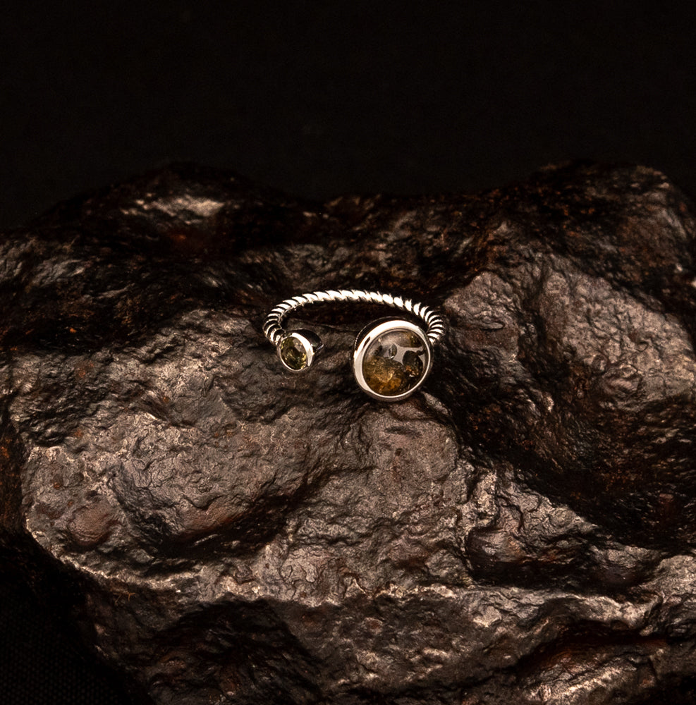 Sericho Meteorite Adjustable Ring .925 sterling