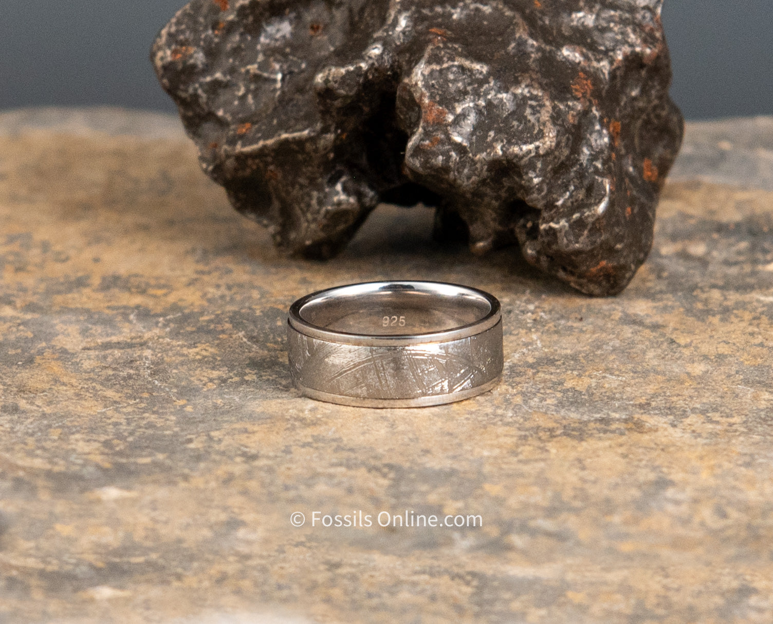 Muonionalusta Meteorite /Silver Wedding Band