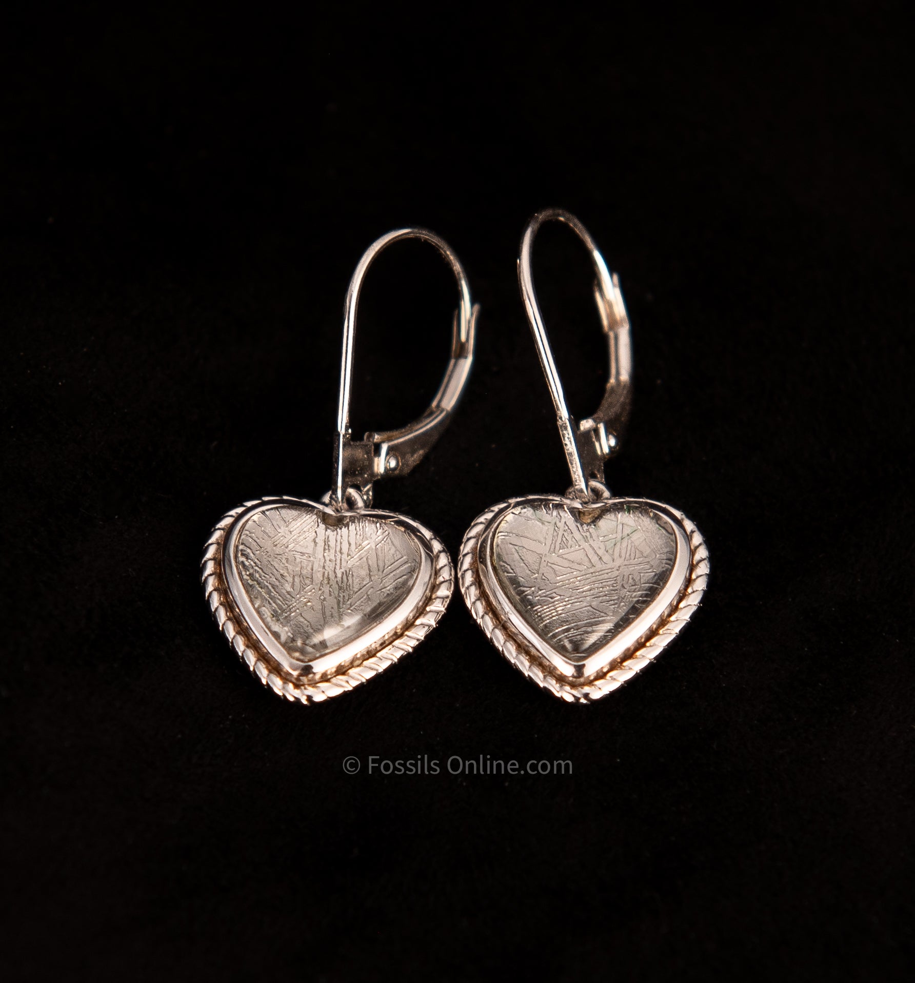 Muonionalusta Meteorite Heart Earrings .925